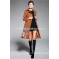 Lady Fashion Coat Otoño Invierno Chic Trench Coat kaki Azul Marino Color Overcoat Mujer